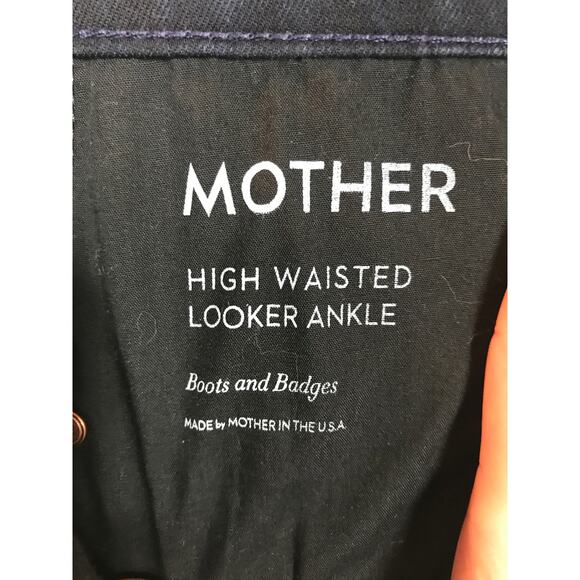 Mother Looker Boots Badges Jean Denim Womens High Waisted Blue Capsule Edgy - Picture 6 of 11